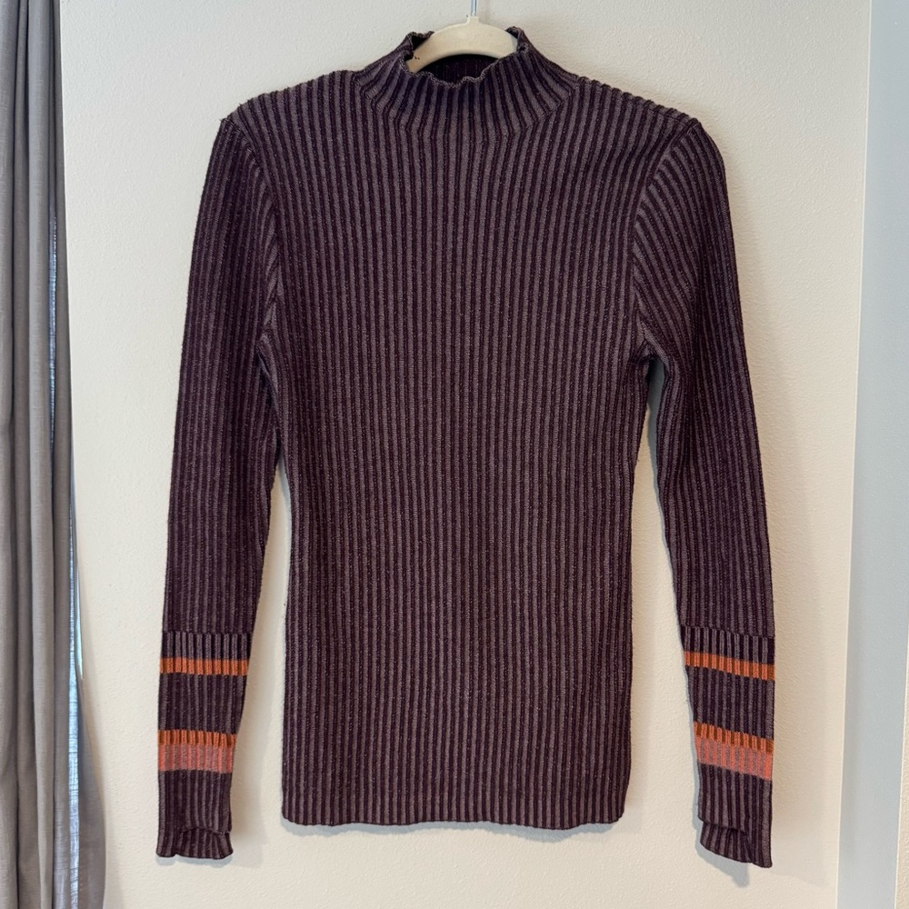 Smartwool Dacono mock neck sweater purple and orange wool blend size medium